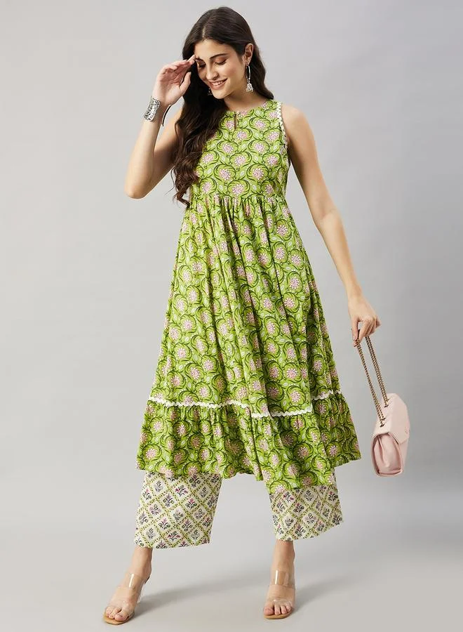 WineRed طقم كورتا واسعة مطبوعة مع بنطال